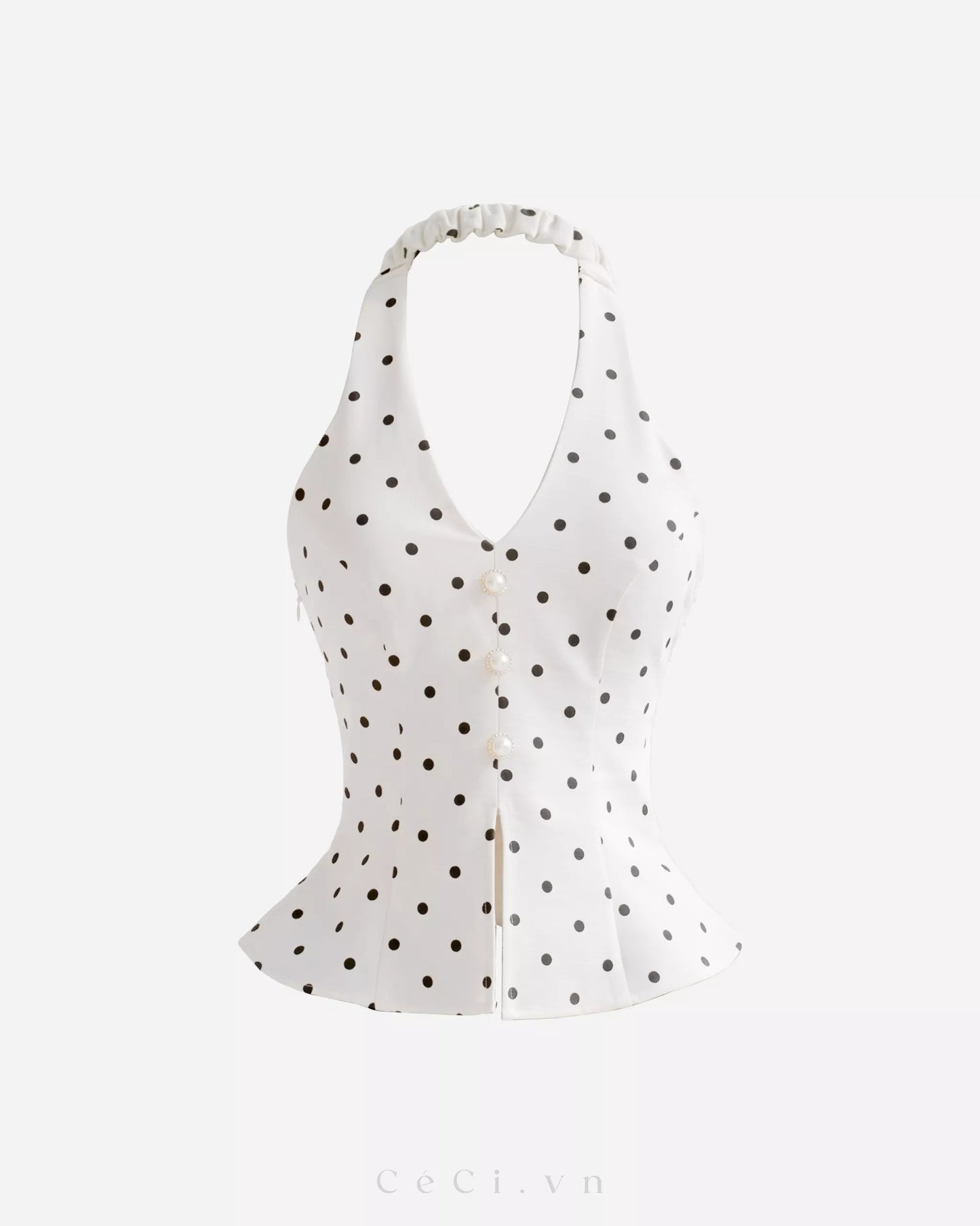 Ceci Maisie Top - Ivory Polka