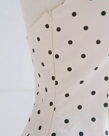 Ceci Maisie Top - Ivory Polka