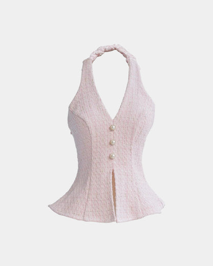 Ceci Maisie Top - Tweed Pink