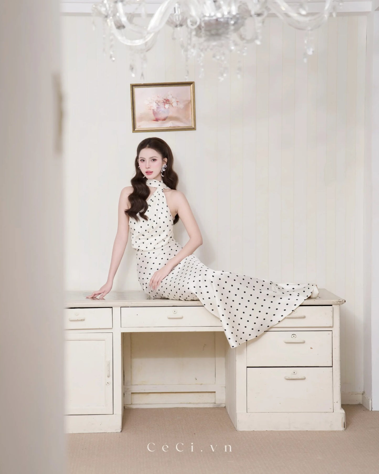 Ceci Maliyah Dress - Ivory Polka