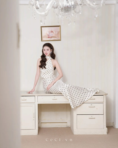 Ceci Maliyah Dress - Ivory Polka