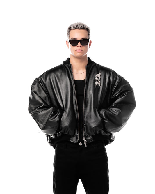 STRESSMAMA Mamafia Embellished Leather Jacket (Pre-order)