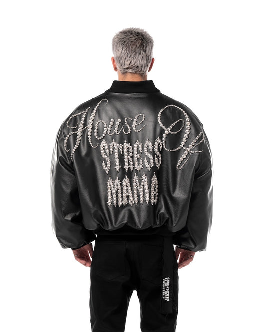 STRESSMAMA Mamafia Embellished Leather Jacket (Pre-order)
