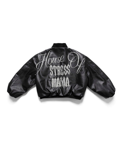 STRESSMAMA Mamafia Embellished Leather Jacket (Pre-order)