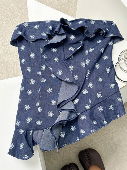 Mieufashionista Denim Tube Top Mane