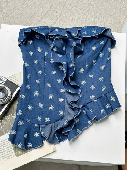 Mieufashionista Denim Tube Top Mane