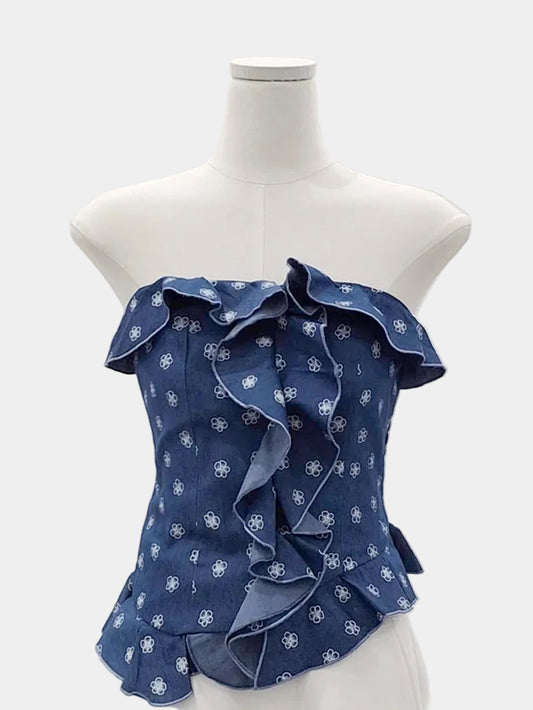 Mieufashionista Denim Tube Top Mane