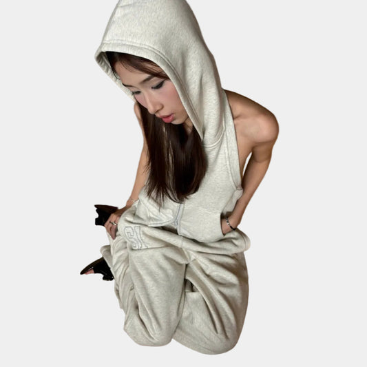 61__comfy Mbh061 Backless Hoodie With Zipper
