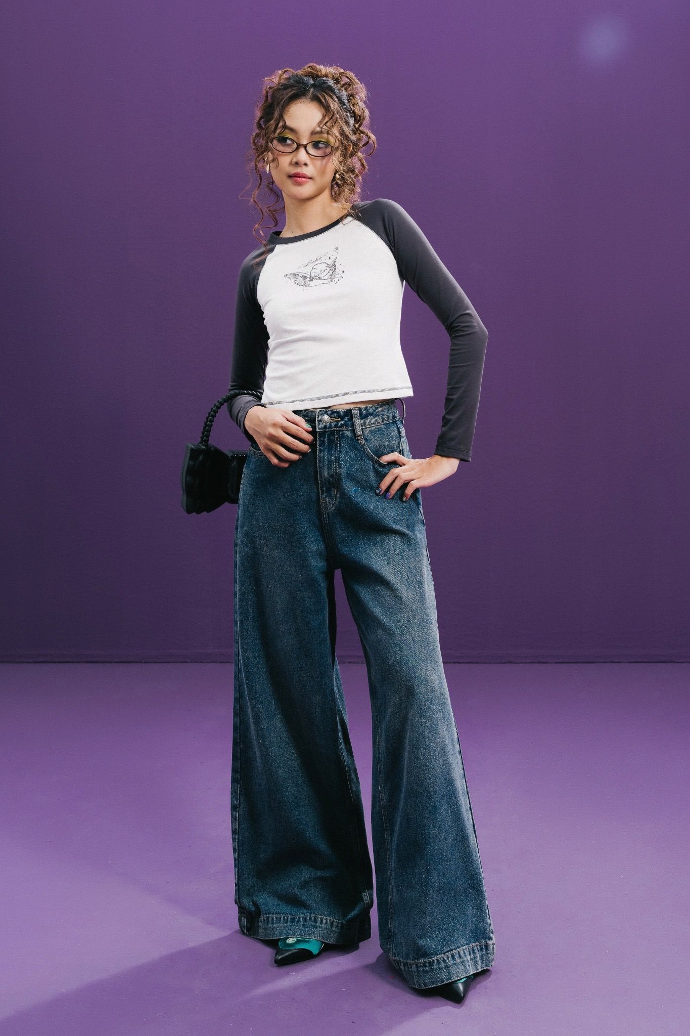 Libe Medium Blue High Waisted Wide Leg Jeans (Pre-order)