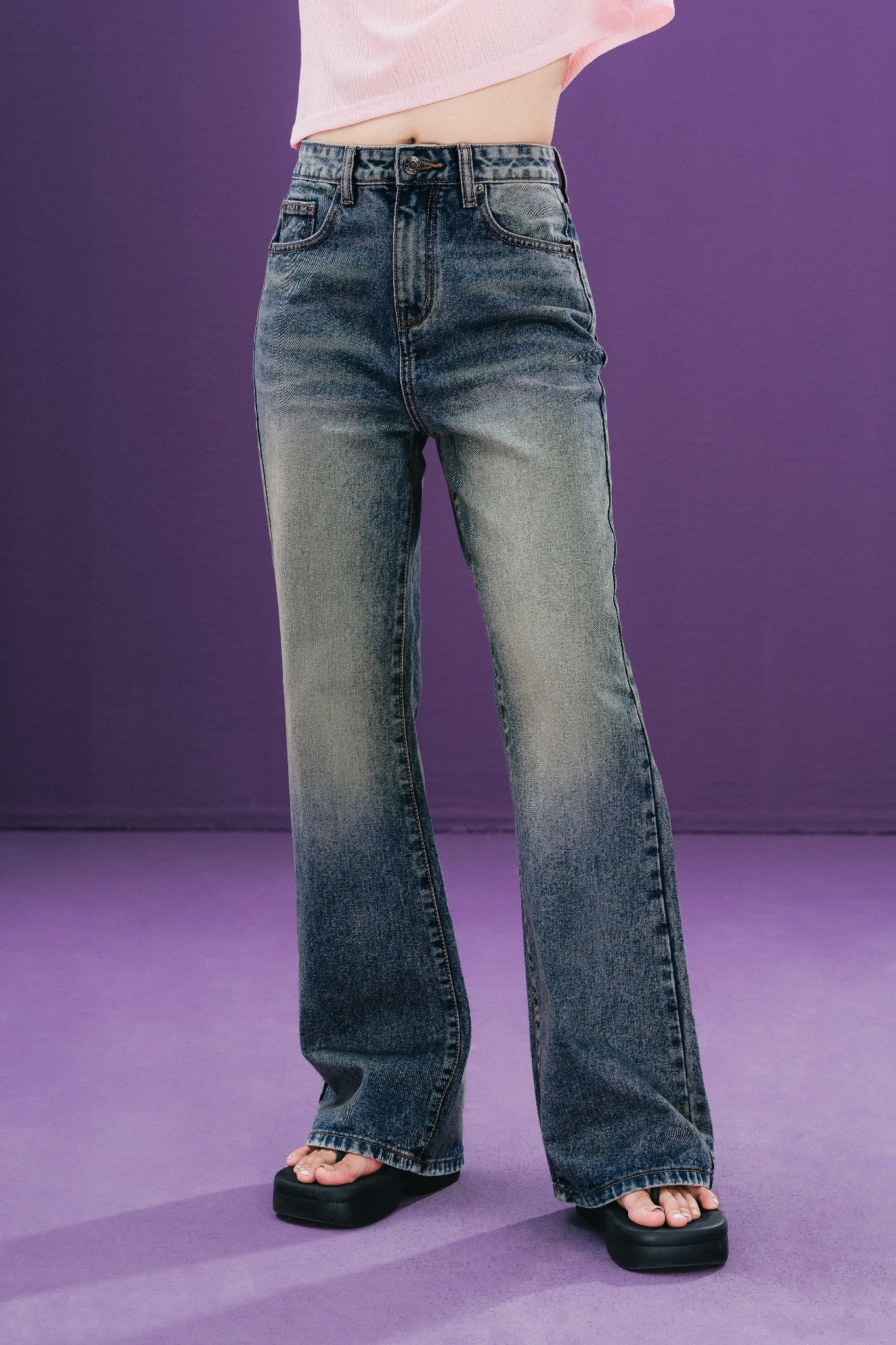 Libe Medium Blue Wash Flared Jeans (Pre-order)