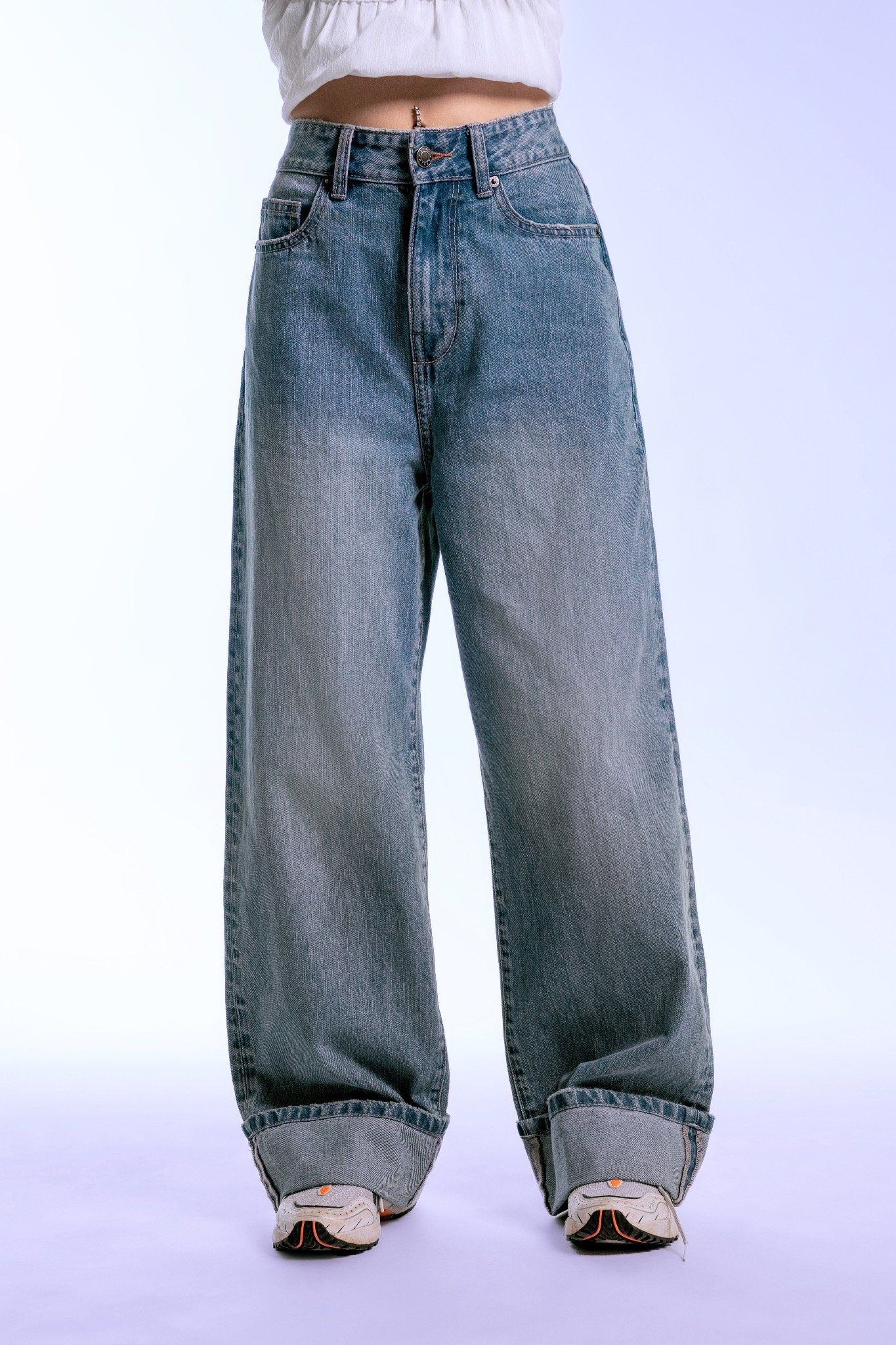 Libe Medium Blue Wash Loose Fit Jeans (Pre-order)