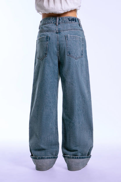 Libe Medium Blue Wash Loose Fit Jeans (Pre-order)
