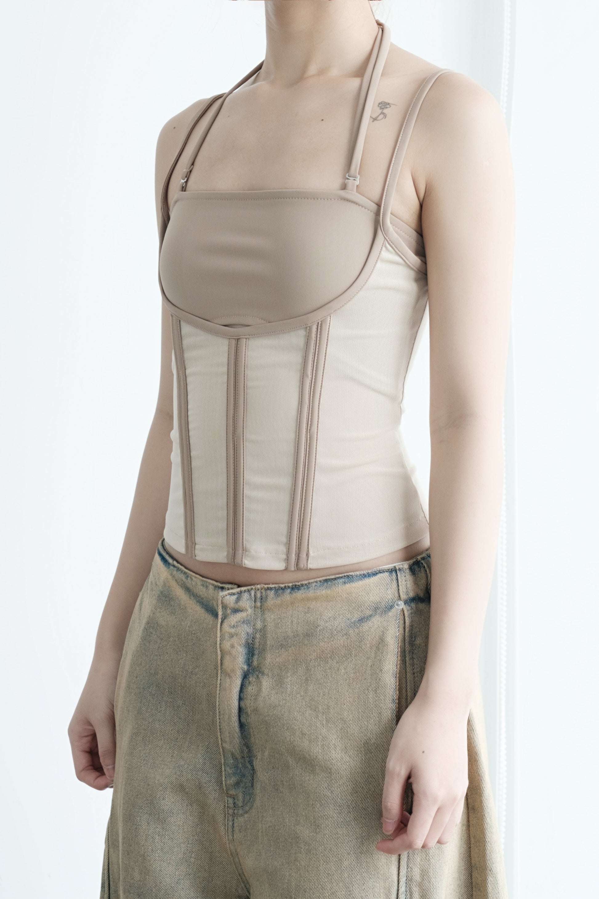 Bunny Hill Melios Mesh Top (Beige) (Pre-order) - Em Clothing