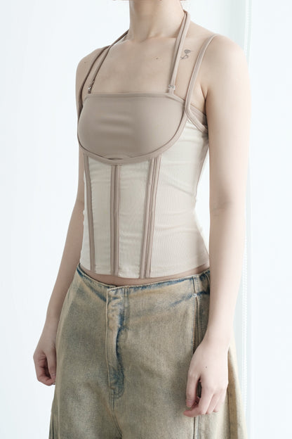 Bunny Hill Melios Mesh Top (Beige) (Pre-order) - Em Clothing