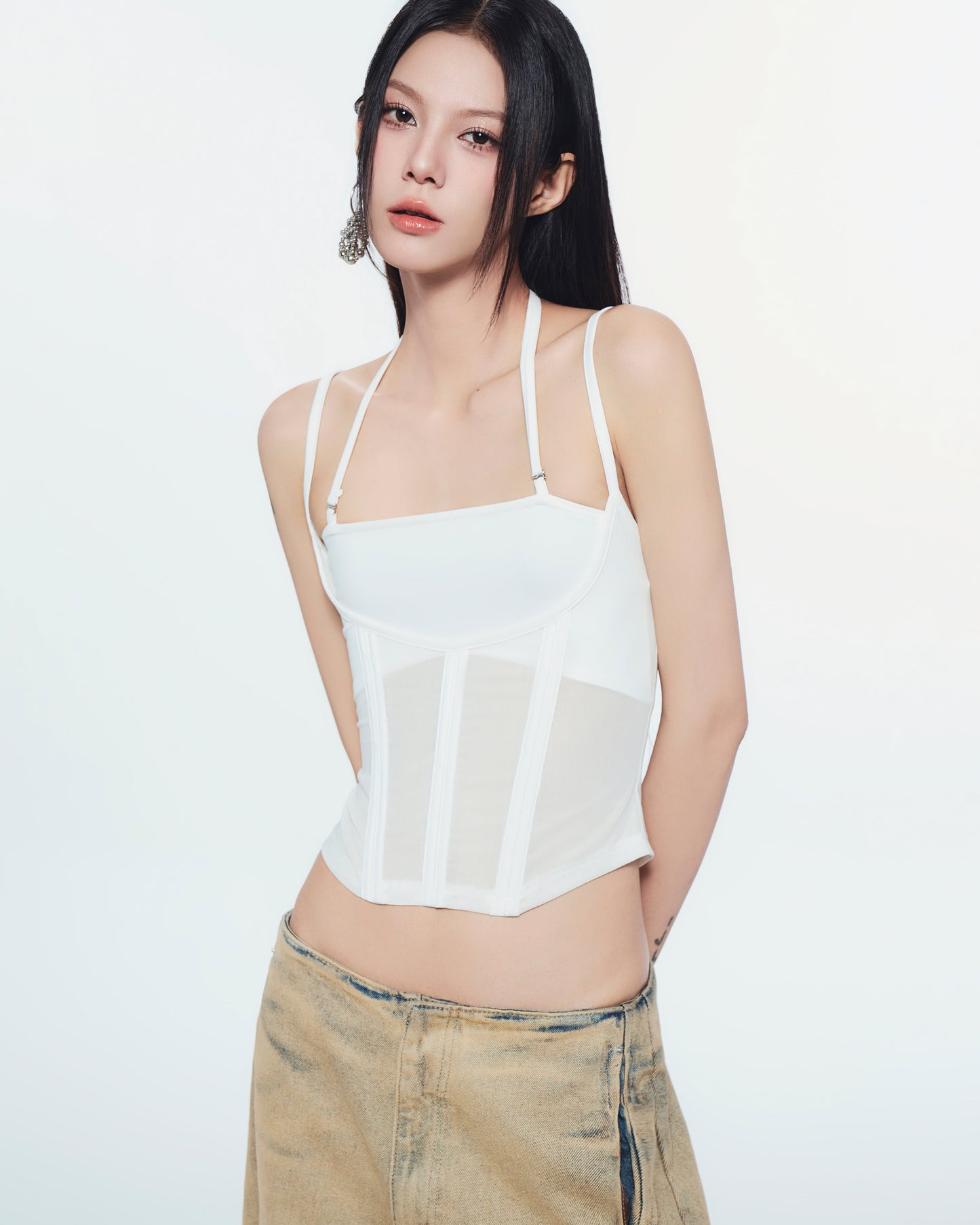 Bunny Hill Melios Mesh Top (White) (Pre-order) - Em Clothing