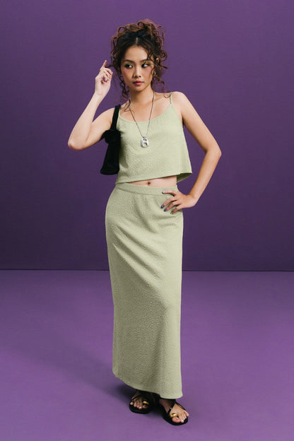 Libe Melon Green Jacquard Maxi Skirt (Pre-order)