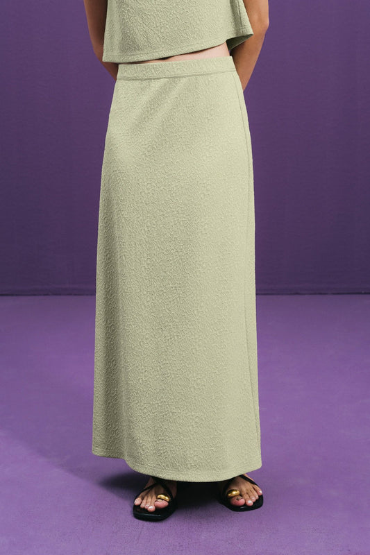 Libe Melon Green Jacquard Maxi Skirt (Pre-order)