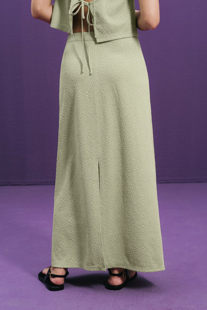 Libe Melon Green Jacquard Maxi Skirt (Pre-order)