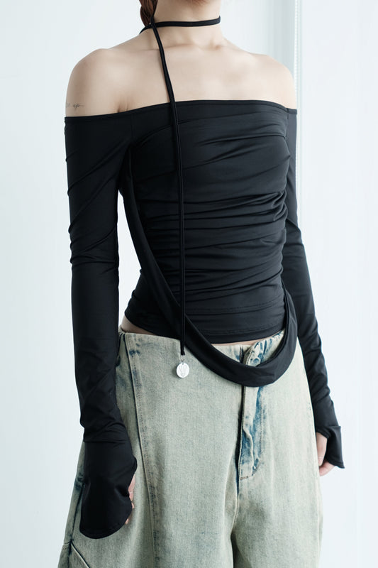 Bunny Hill Melvin Long Sleeve Top (Black) (Pre-order) - Em Clothing