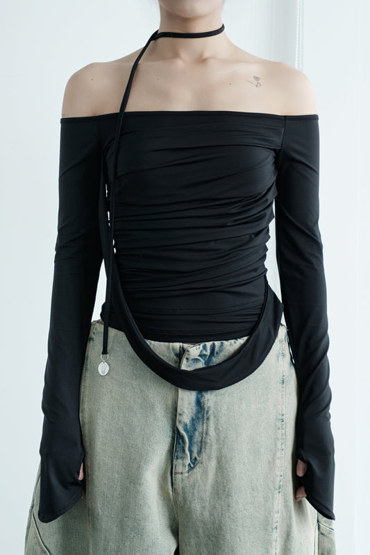Bunny Hill Melvin Long Sleeve Top (Black) (Pre-order) - Em Clothing