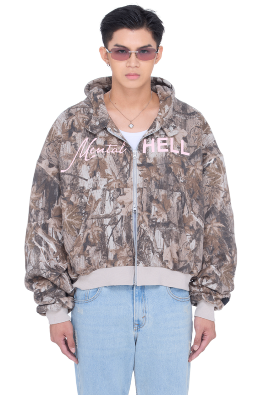 The Beuter Mental Hell Camo Boxy Zip Hoodie
