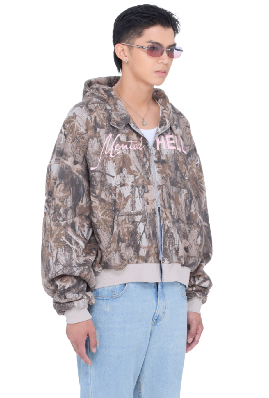 The Beuter Mental Hell Camo Boxy Zip Hoodie