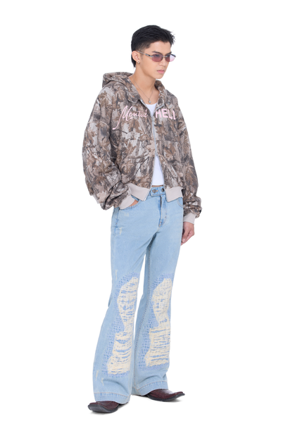 The Beuter Mental Hell Camo Boxy Zip Hoodie