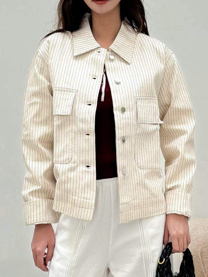Mieufashionista Cream Striped Jacket Miko