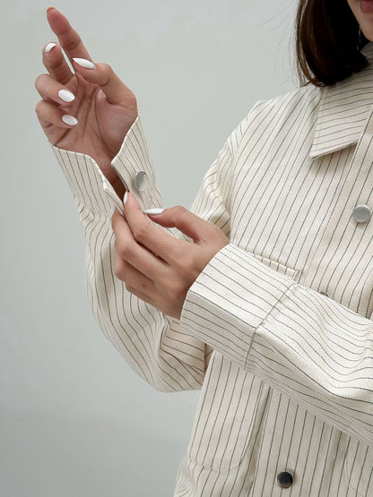 Mieufashionista Cream Striped Jacket Miko