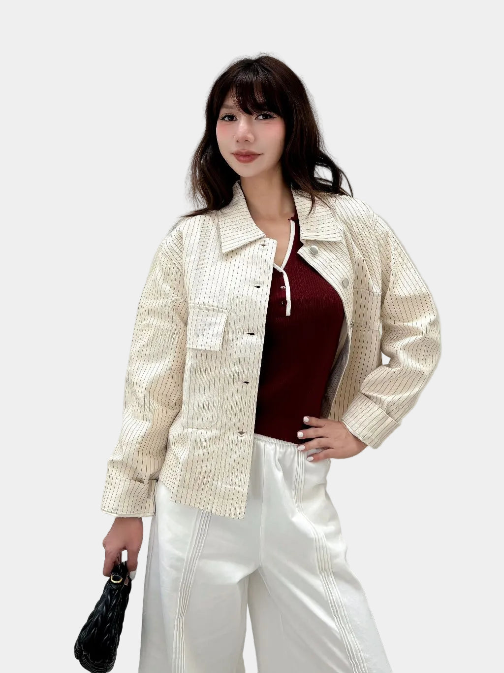 Mieufashionista Cream Striped Jacket Miko