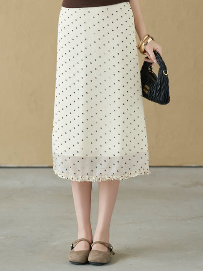 Mieufashionista Polka Dot Midi Skirt Minji