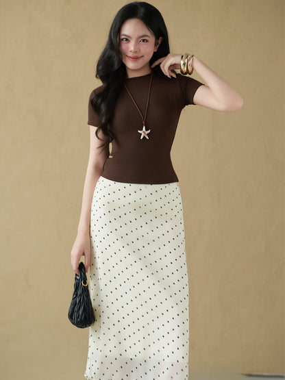 Mieufashionista Polka Dot Midi Skirt Minji