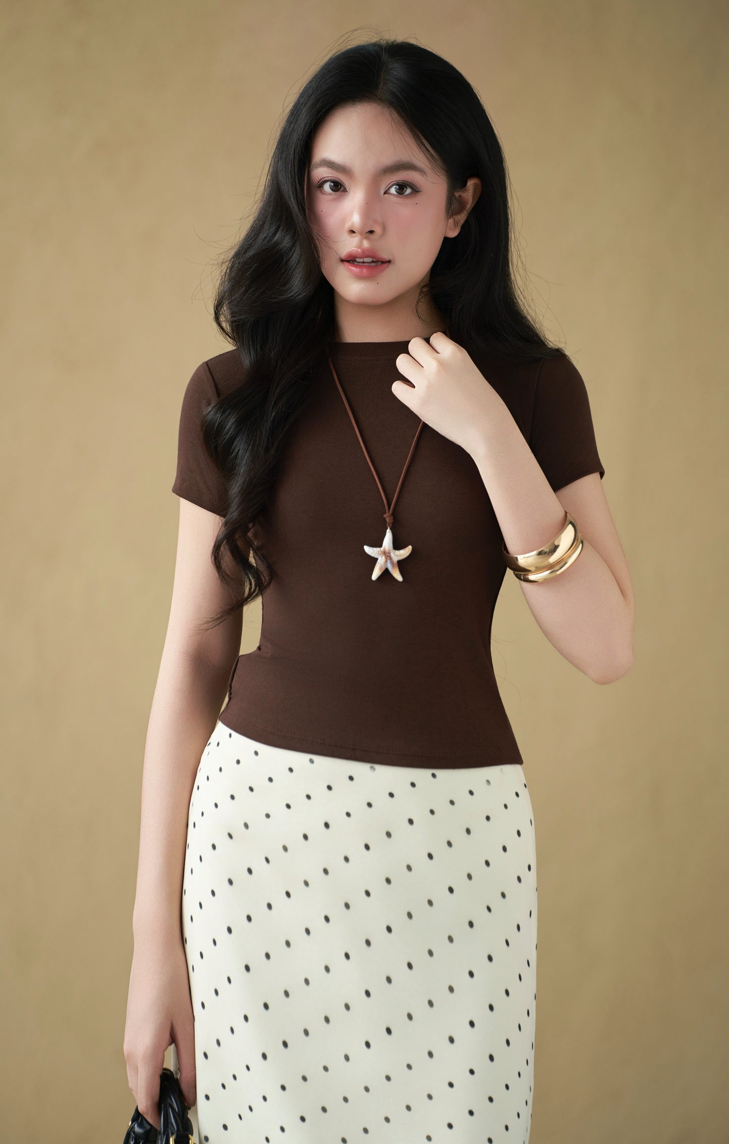 Mieufashionista Polka Dot Midi Skirt Minji