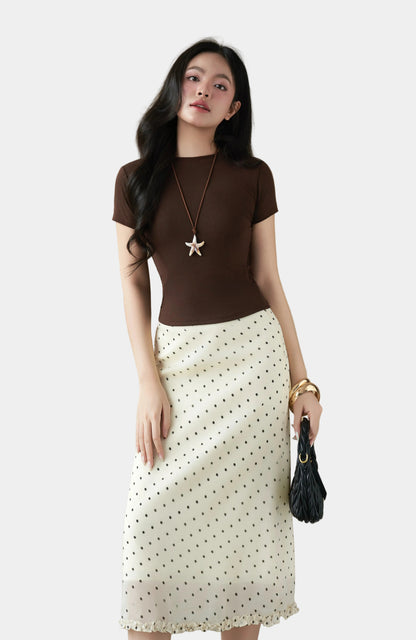 Mieufashionista Polka Dot Midi Skirt Minji