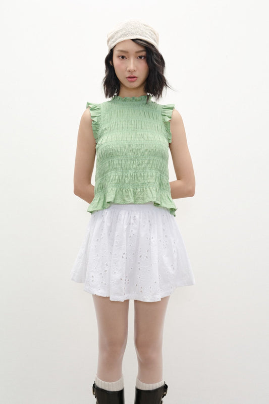 Libe Mint Smocking Top (Pre-order)