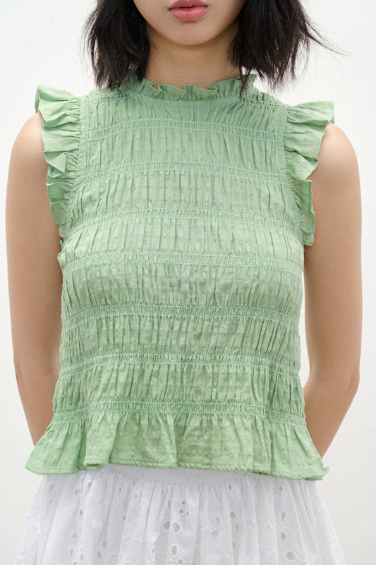 Libe Mint Smocking Top (Pre-order)
