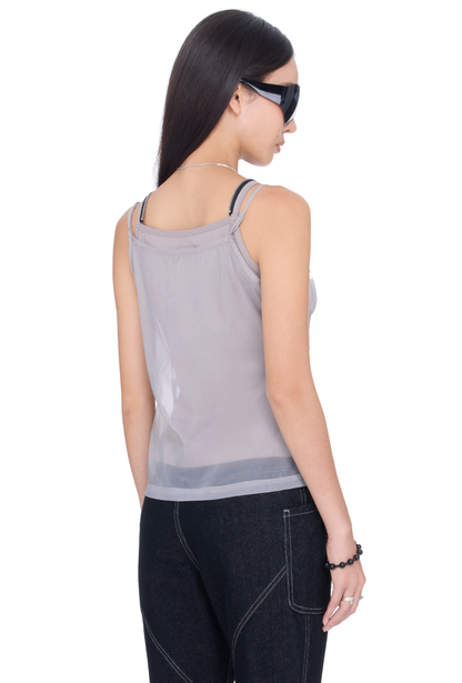 The Beuter Mist Grey Double Layer Tank Tops
