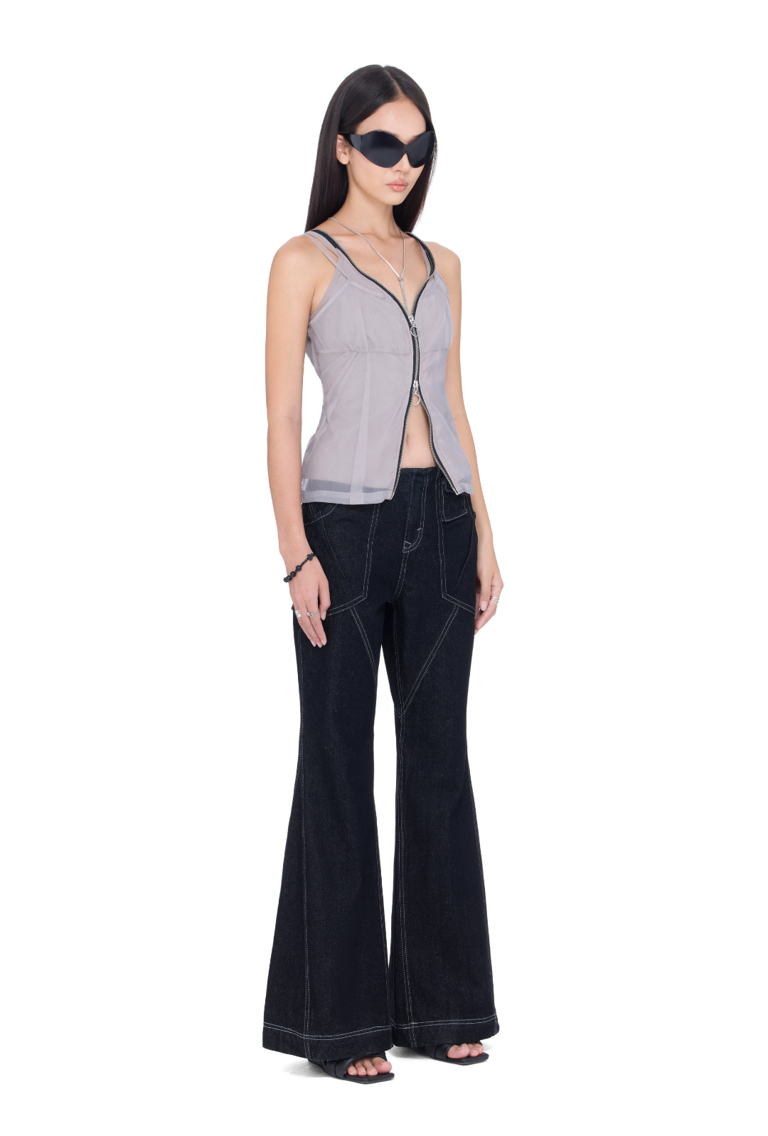The Beuter Mist Grey Double Layer Tank Tops