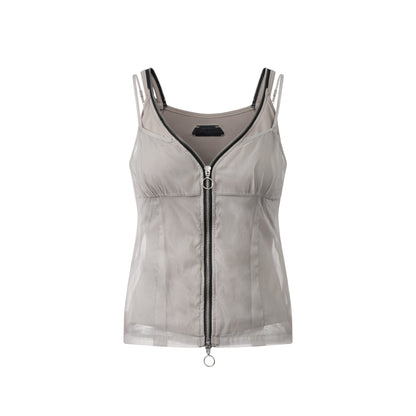 The Beuter Mist Grey Double Layer Tank Tops
