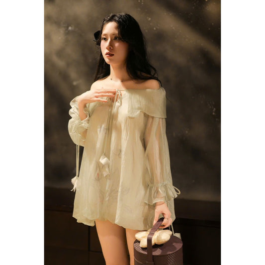 Aguja Momia Off-Shoulder Mini Dress (Pre-order)