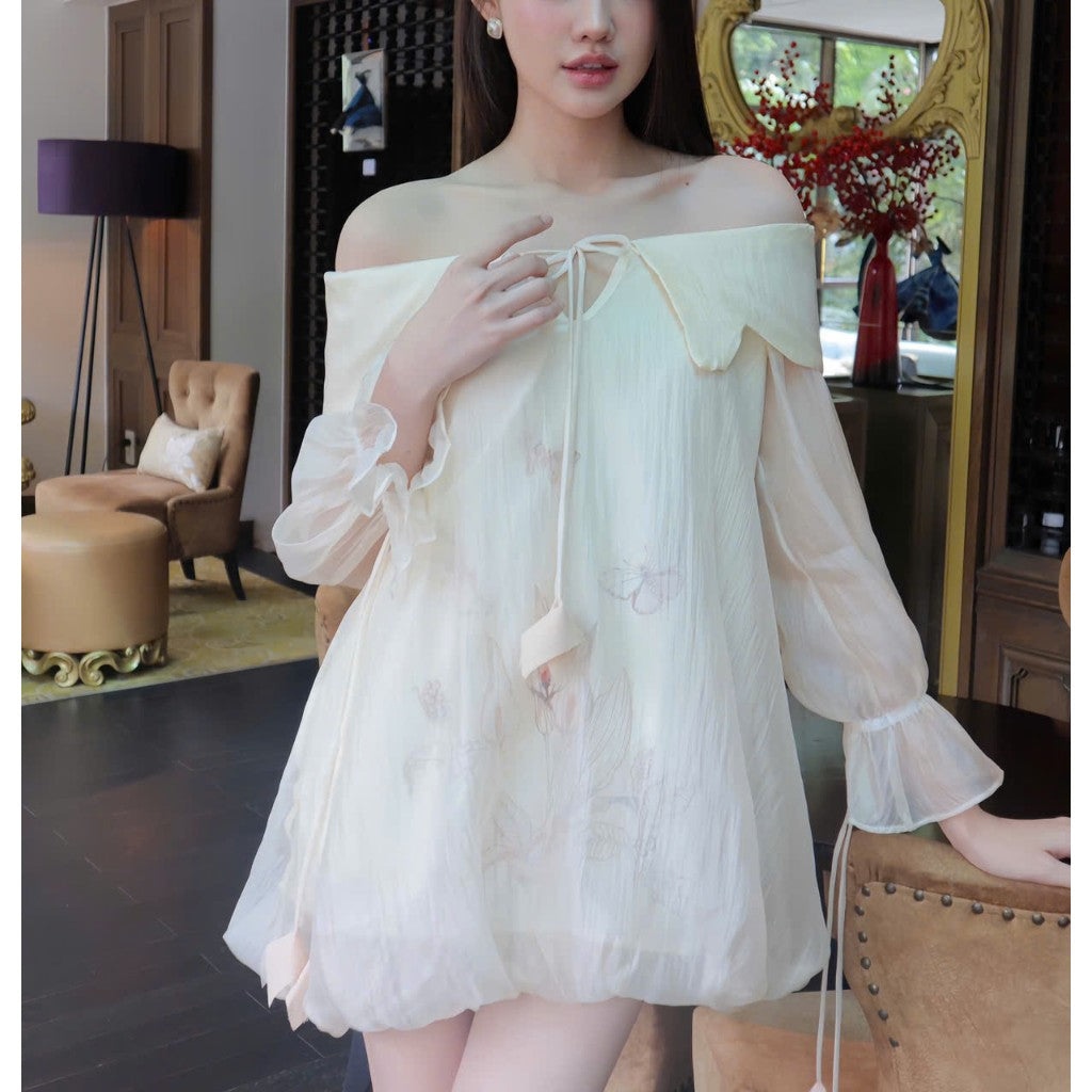 Aguja Momia Off-Shoulder Mini Dress (Pre-order)