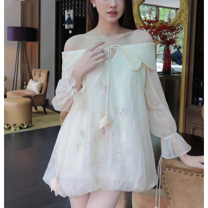Aguja Momia Off-Shoulder Mini Dress (Pre-order)