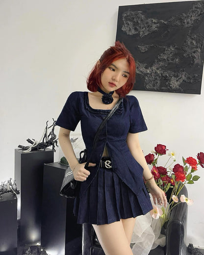 The Fance Monica Denim Top (Pre-order)