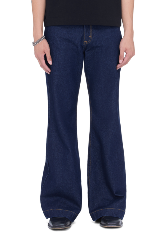The Beuter Navy Blue Flare Raw Denim Jeans