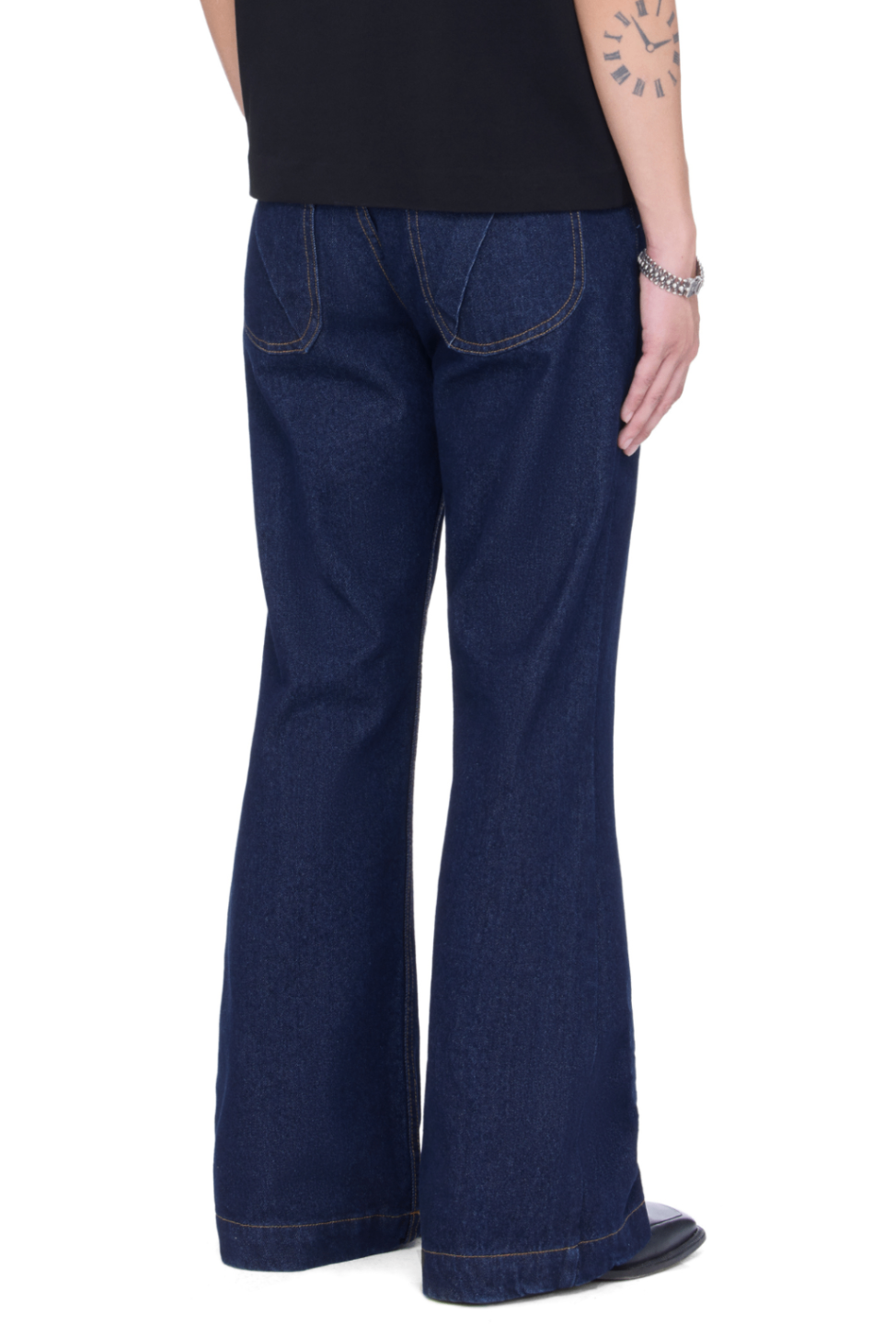 The Beuter Navy Blue Flare Raw Denim Jeans