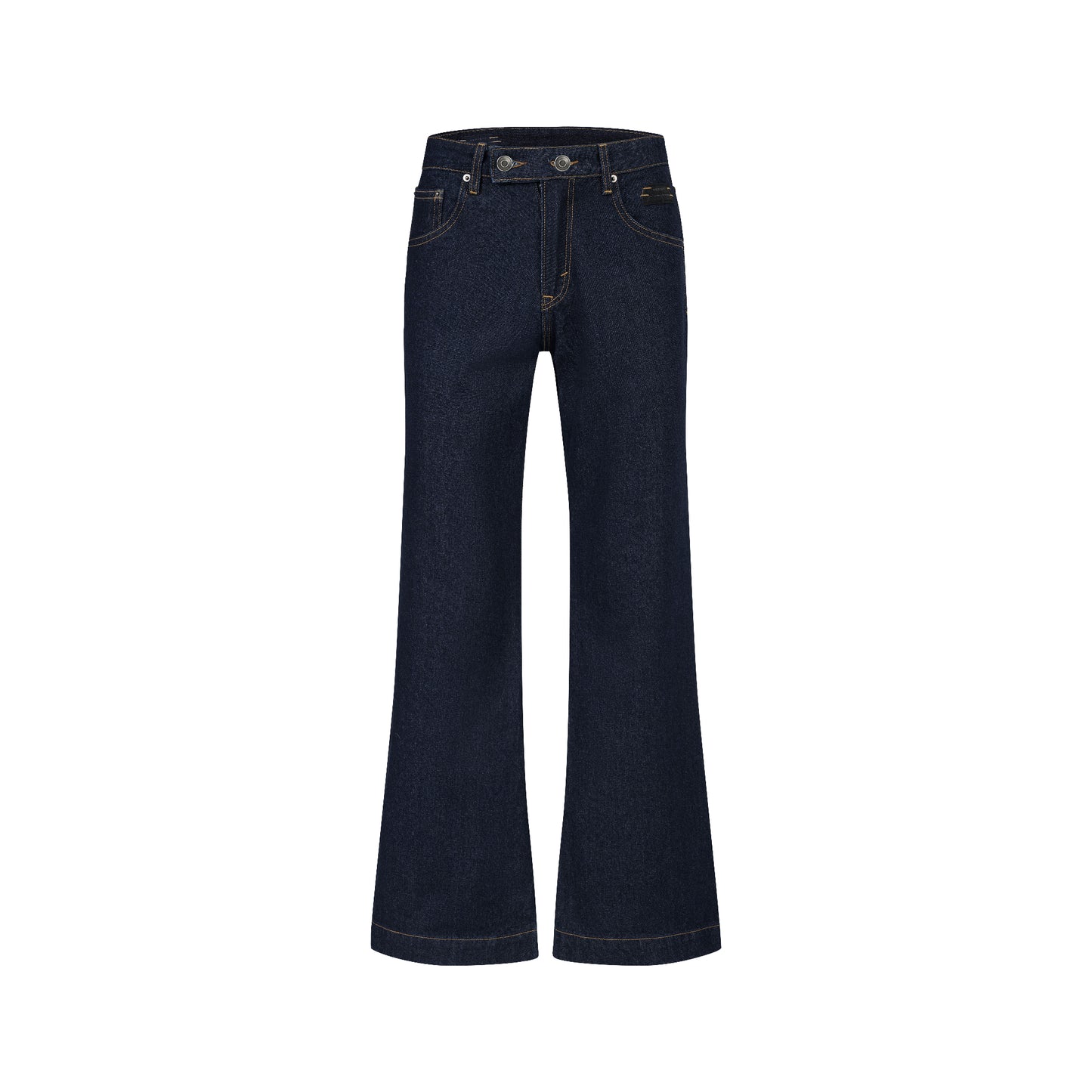 The Beuter Navy Blue Flare Raw Denim Jeans