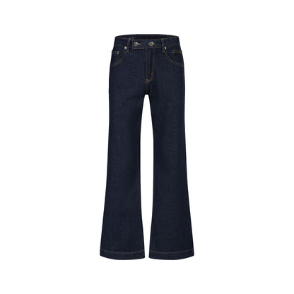 The Beuter Navy Blue Flare Raw Denim Jeans