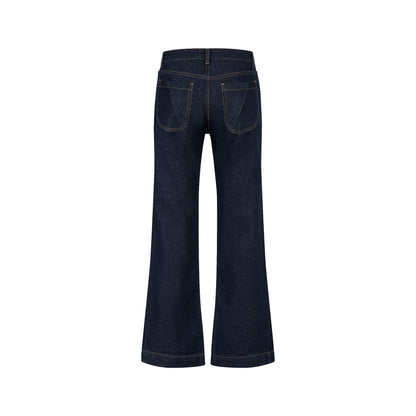 The Beuter Navy Blue Flare Raw Denim Jeans