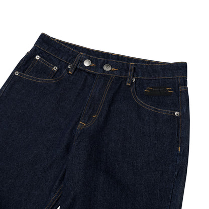 The Beuter Navy Blue Flare Raw Denim Jeans