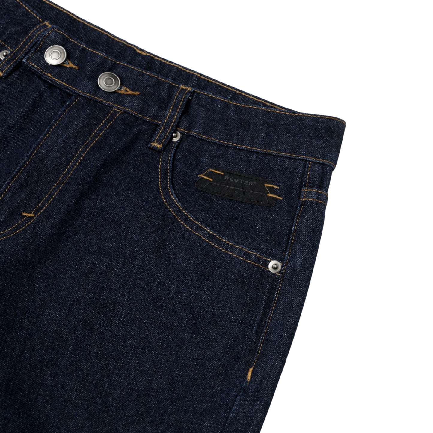 The Beuter Navy Blue Flare Raw Denim Jeans